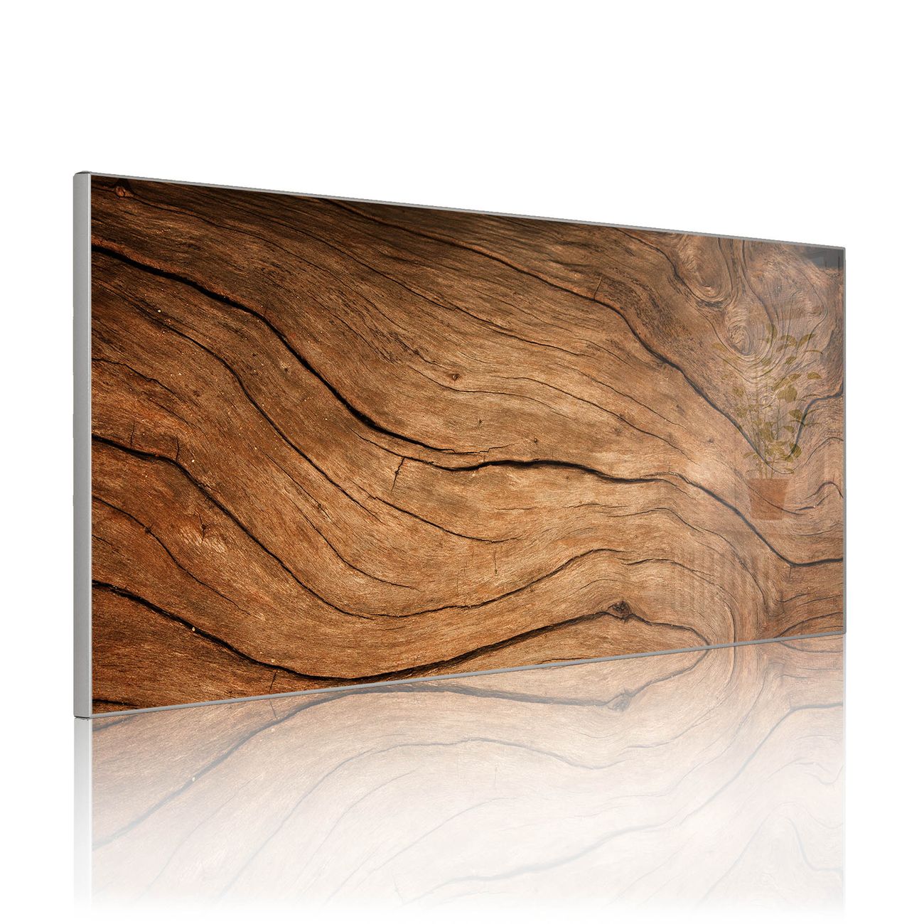 banjado Metall Magnettafel 37x78cm Silber Querformat mit Motiv Trockenes Holz, Magnetwand inklusive Montagematerial und 4 Magneten, Pinnwand