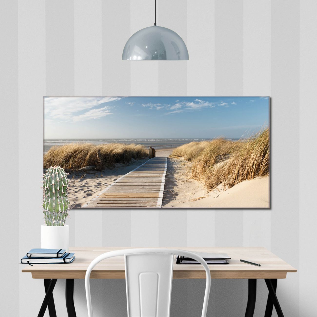 banjado Echtglas Wandbild 110 x 55 cm Dünen im Querformat rahmenlose & individuelle Aufhängung, hochwertig & farbbrilliant, 4mm starkes ESG