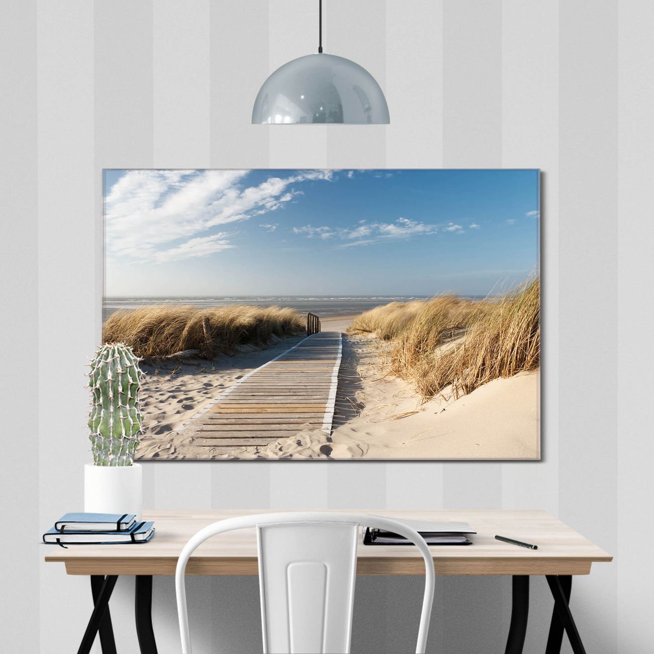 banjado Echtglas Wandbild 45 x 30 cm Dünen im Querformat rahmenlose & individuelle Aufhängung, hochwertig & farbbrilliant, 4mm starkes ESG