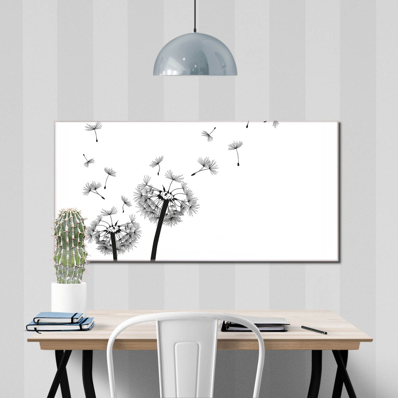 banjado Echtglas Wandbild 120 x 60 cm Pusteblume 2 im Querformat rahmenlose & individuelle Aufhängung, hochwertig & farbbrilliant, 4mm starkes ESG