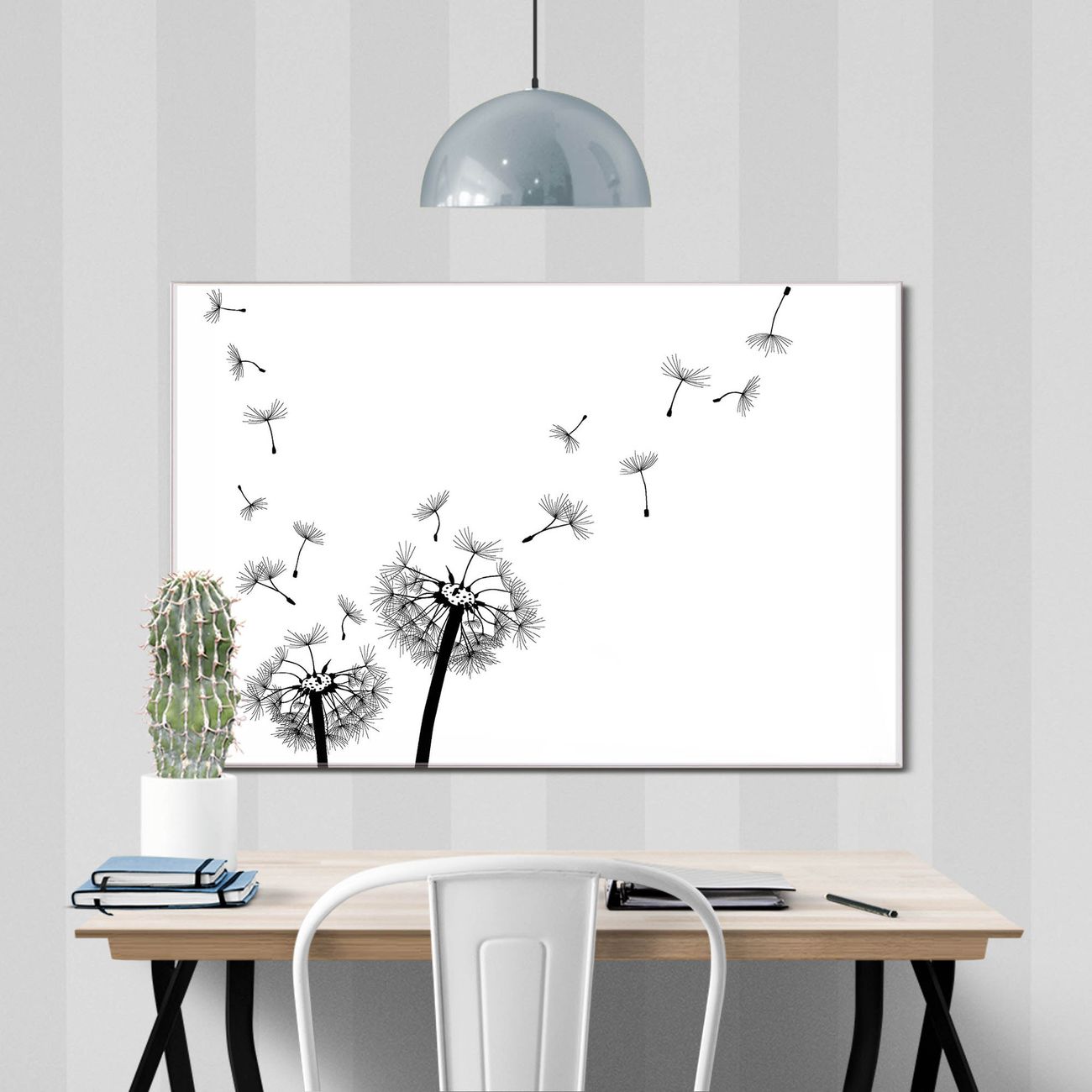 banjado Echtglas Wandbild 75 x 50 cm Pusteblume 2 im Querformat rahmenlose & individuelle Aufhängung, hochwertig & farbbrilliant, 4mm starkes ESG
