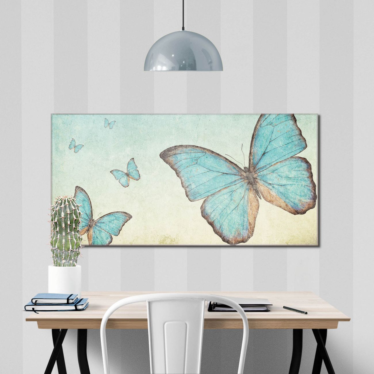 banjado Echtglas Wandbild 110 x 55 cm Schmetterling im Querformat rahmenlose & individuelle Aufhängung, hochwertig & farbbrilliant, 4mm starkes ESG