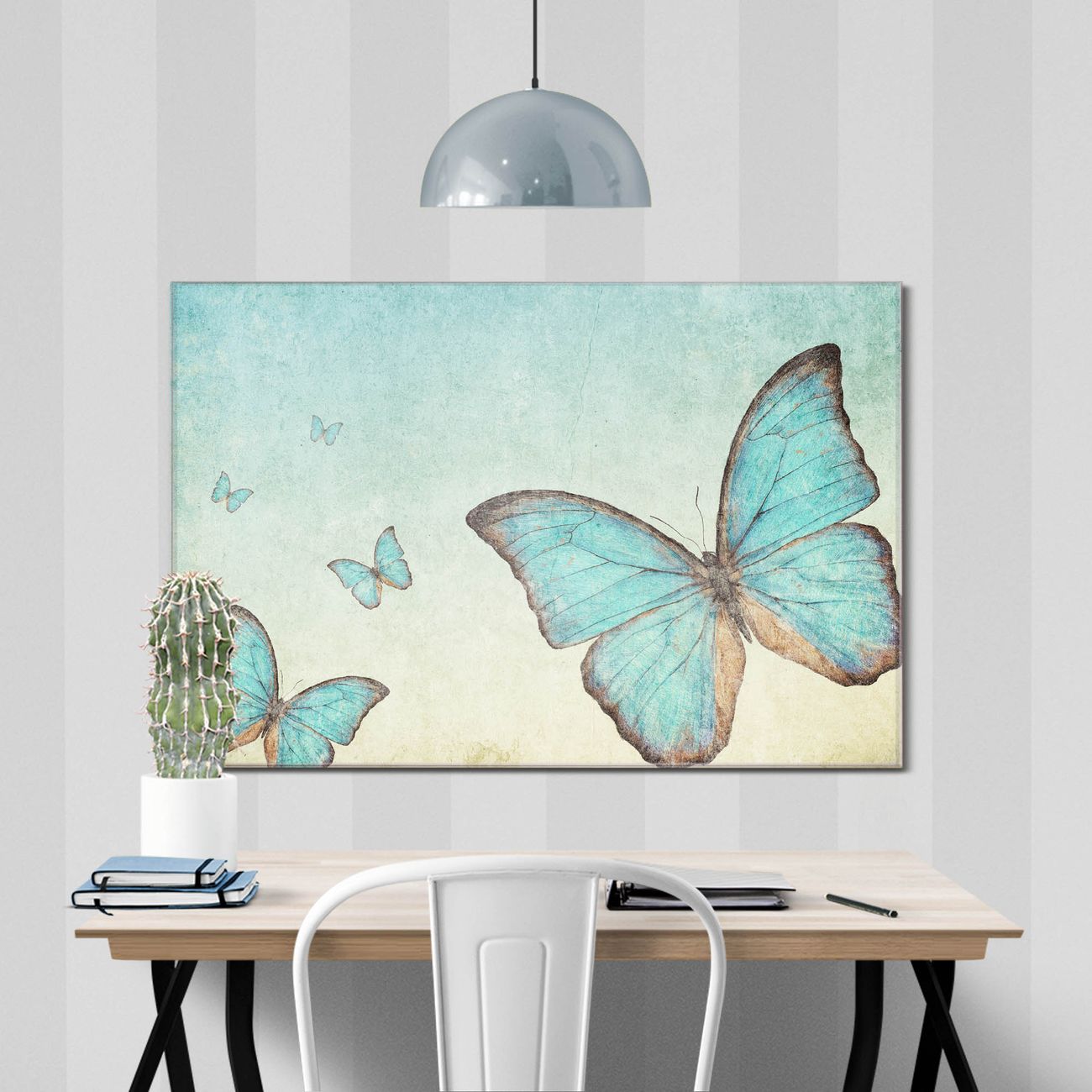 banjado Echtglas Wandbild 75 x 50 cm Schmetterling im Querformat rahmenlose & individuelle Aufhängung, hochwertig & farbbrilliant, 4mm starkes ESG