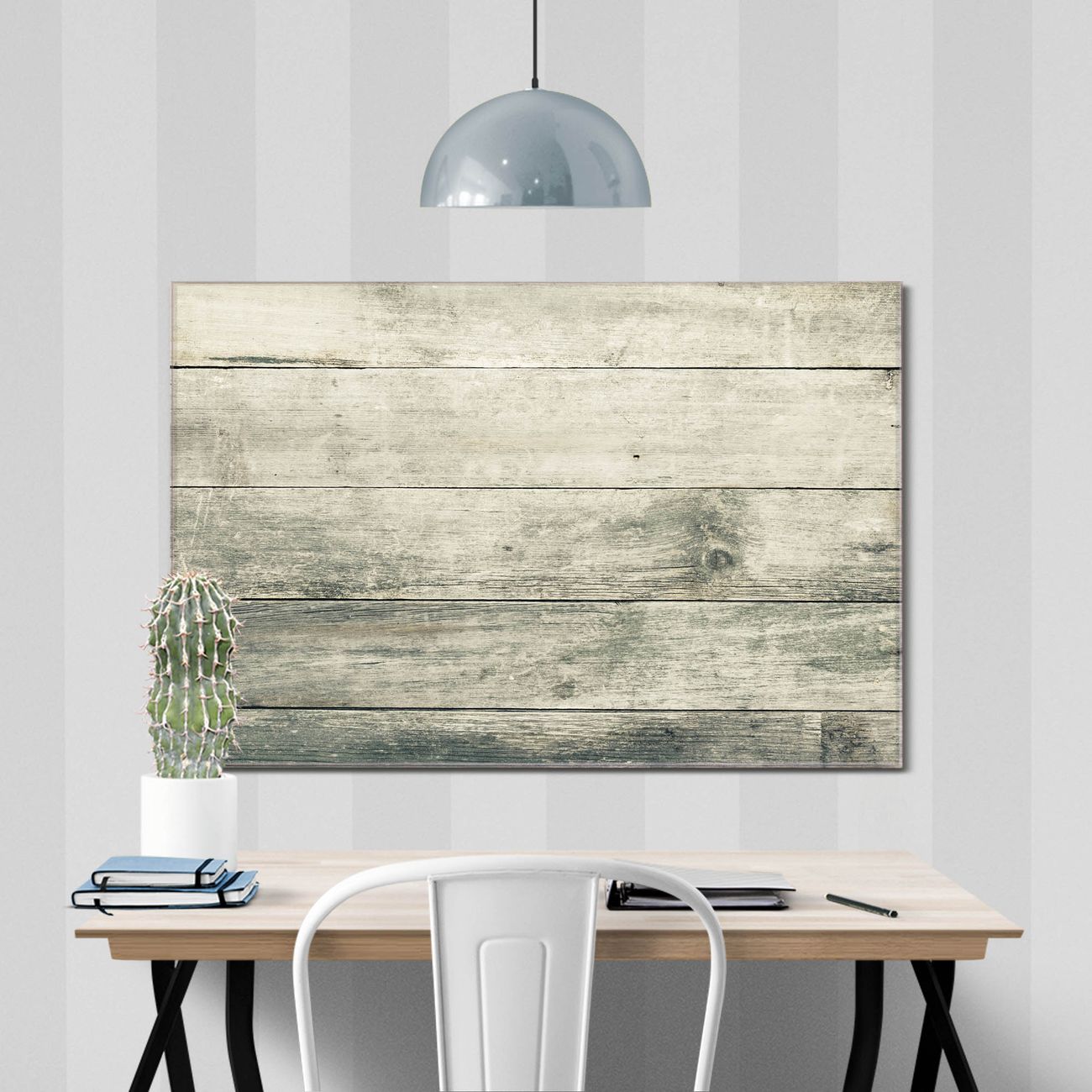 banjado Echtglas Wandbild  Graue Planken im Querformat rahmenlose & individuelle Aufhängung, hochwertig & farbbrilliant, 4mm starkes ESG