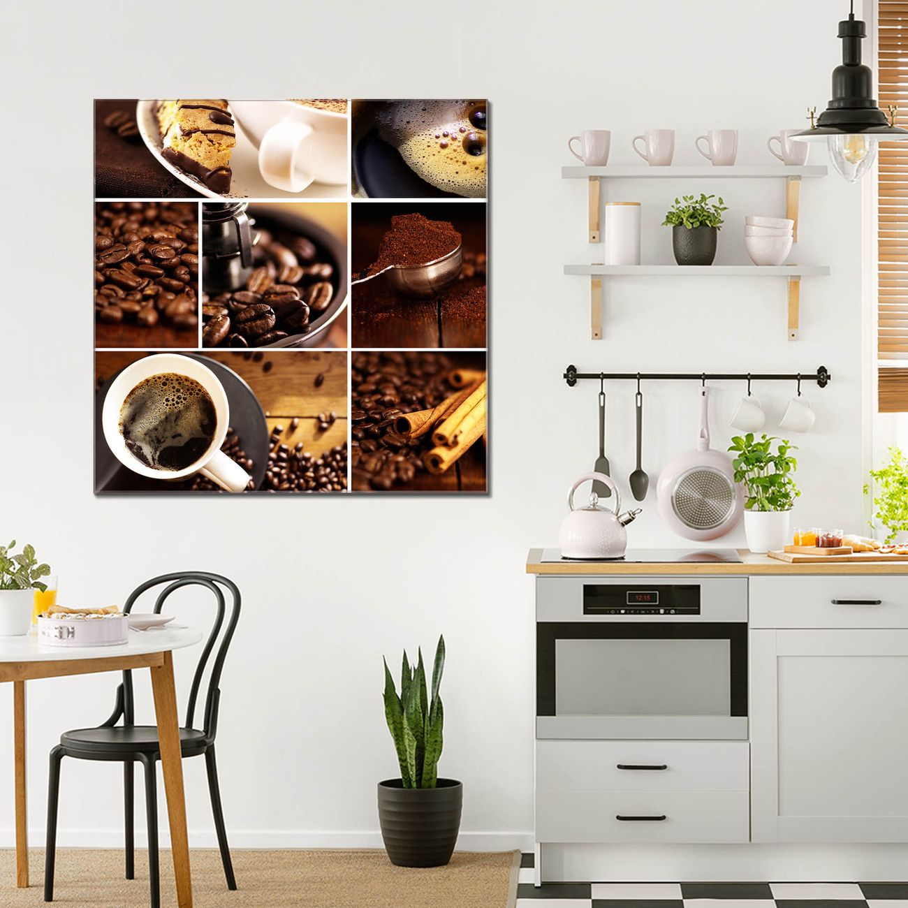 banjado Wandbild aus Echtglas Kaffee quadratisch , hochwertig & farbbrilliant, rahmenlos & individuelle Aufhängung, 4mm starkes ESG