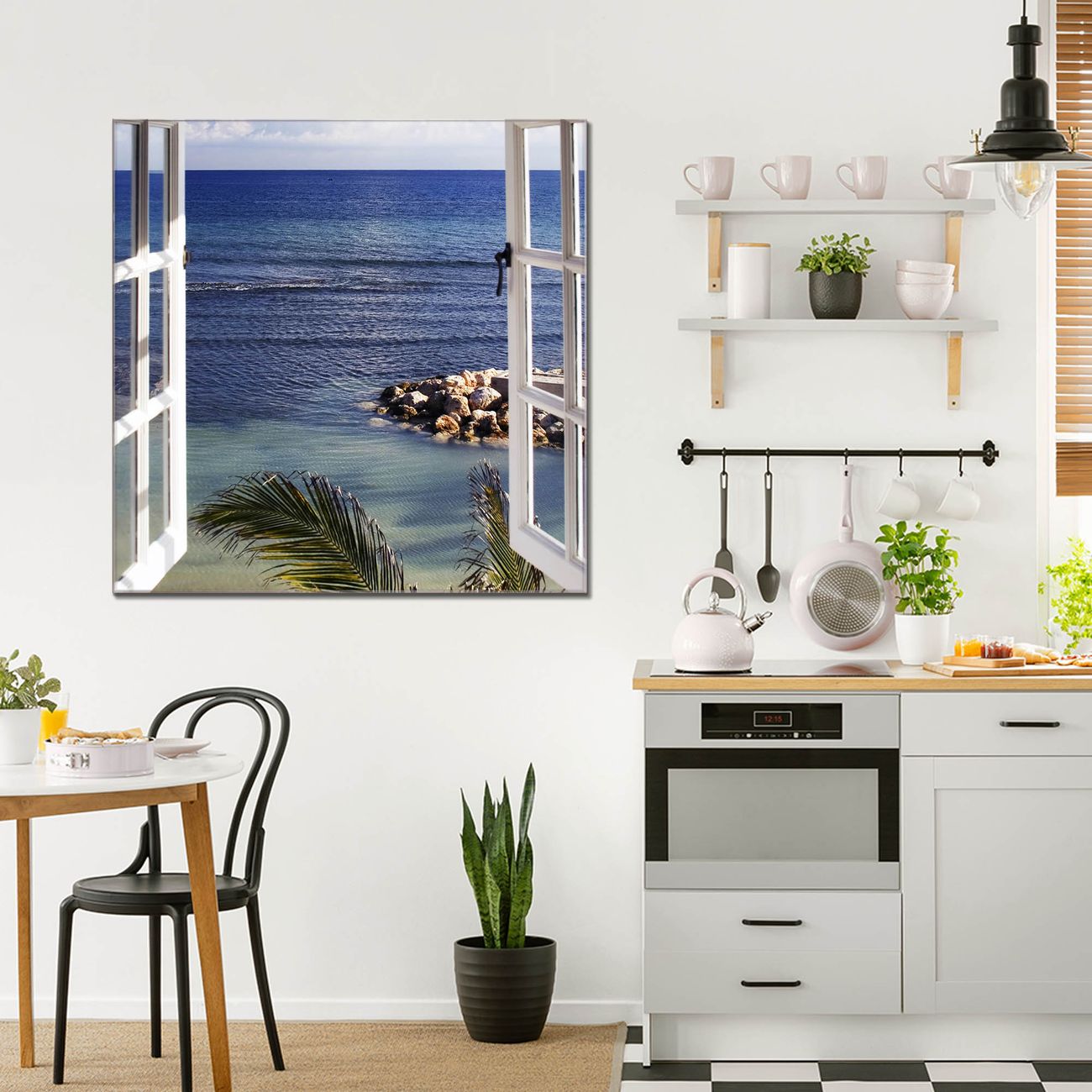 banjado Wandbild aus Echtglas Meer Urlaub quadratisch 70 x 70 cm, hochwertig & farbbrilliant, rahmenlos & individuelle Aufhängung, 4mm starkes ESG