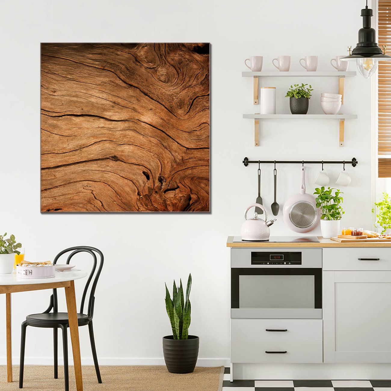 banjado Wandbild aus Echtglas Holzmaserung quadratisch 40 x 40 cm, hochwertig & farbbrilliant, rahmenlos & individuelle Aufhängung, 4mm starkes ESG