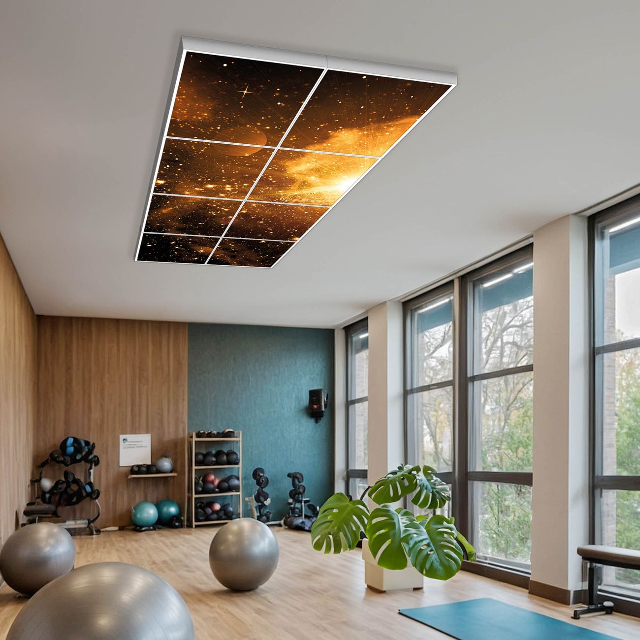 banjado Motivlichtdecke LED Deckenleuchte flach, Deckenpanel, Rasterdeckenleuchte Beleuchtung für Büro oder Praxis mit Motiv