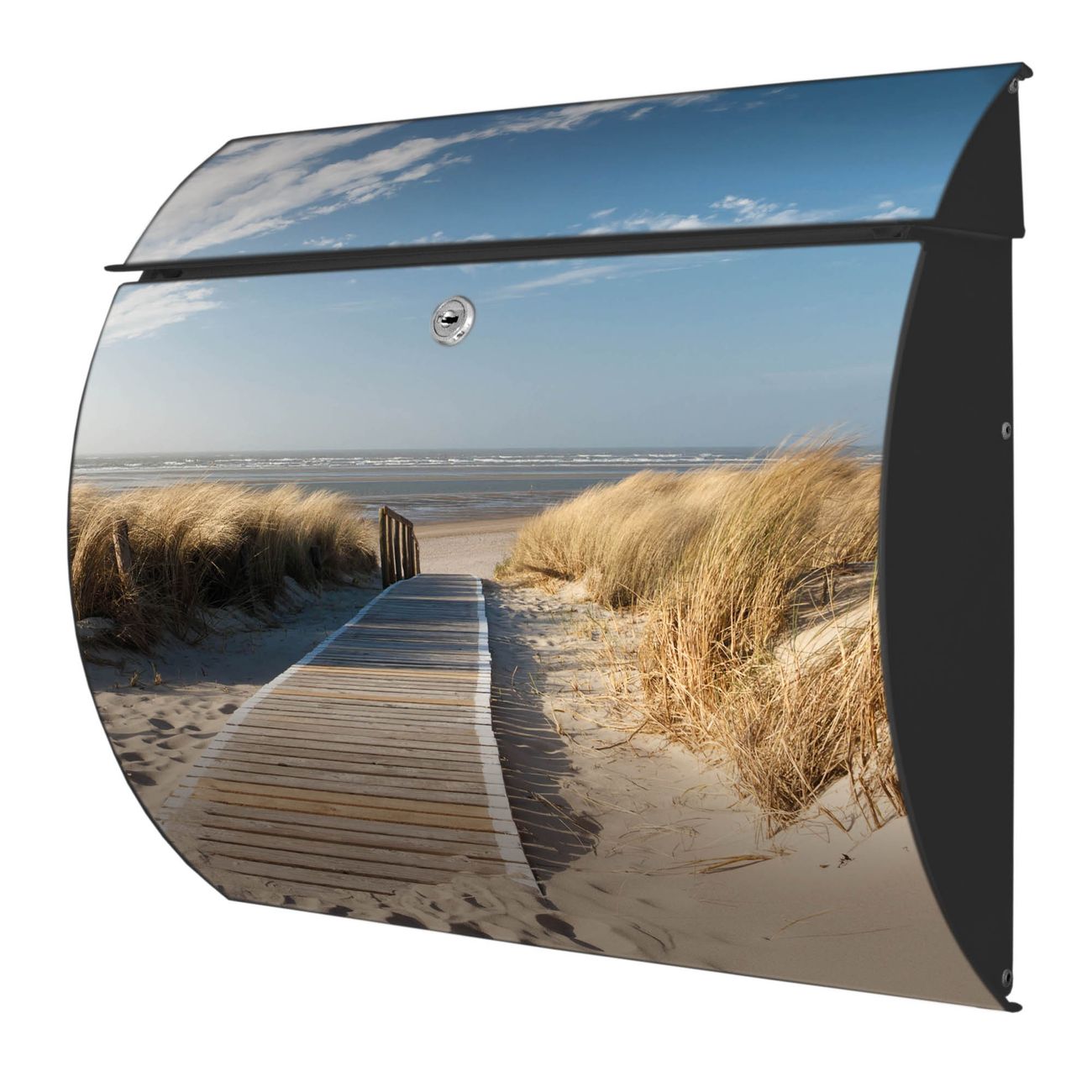 banjado Burg-Wächter Postkasten Toscana mit Motiv Dünen 38x33x11cm, 2 Schlüssel - Briefkasten Edelstahl - A4 Einwurf Anthrazit