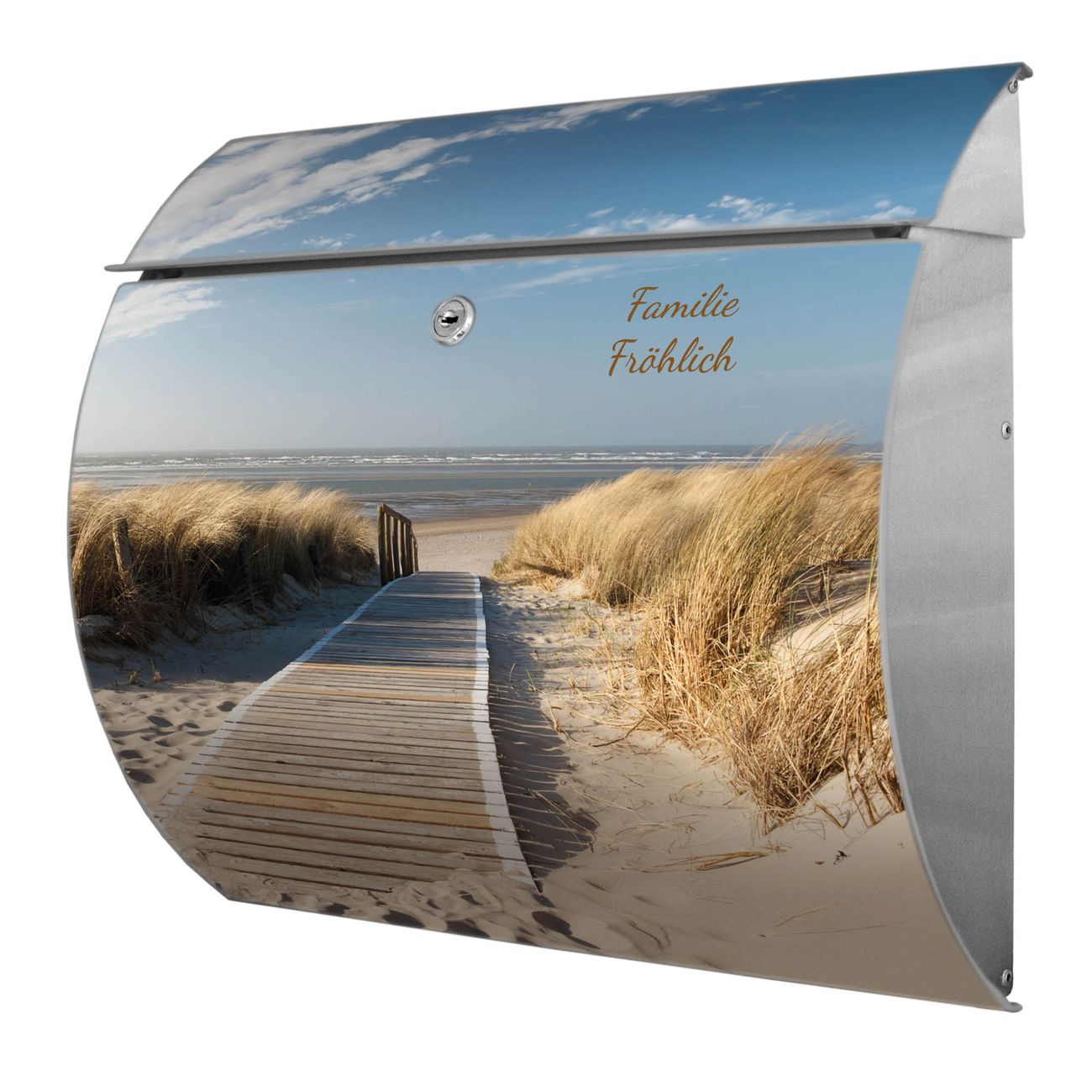 banjado Burg-Wächter Postkasten Toscana mit Motiv Dünen 38x33x11cm, 2 Schlüssel - Briefkasten Edelstahl - A4 Einwurf Edelstahl