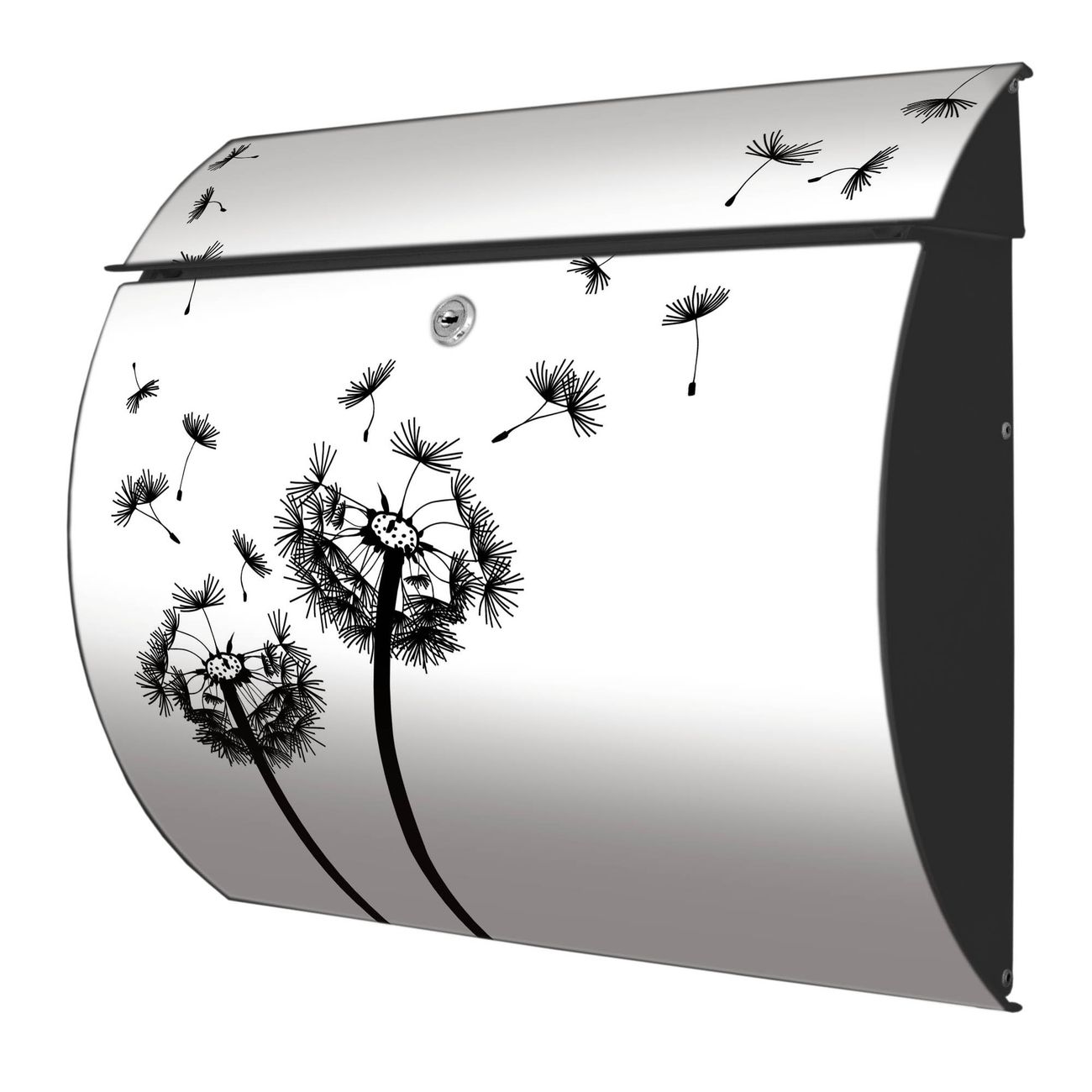 Burg-Wächter Toscana Briefkasten bunt mit Motiv Pusteblume 2 38x33x11cm - Stahl und Edelstahl, 2 Schlüssel, mit personalisierung Anthrazit