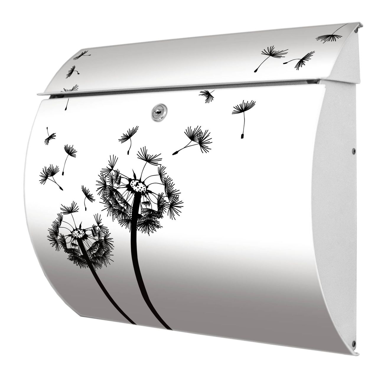 Burg-Wächter Toscana Briefkasten bunt mit Motiv Pusteblume 2 38x33x11cm - Stahl und Edelstahl, 2 Schlüssel, mit personalisierung Weiß