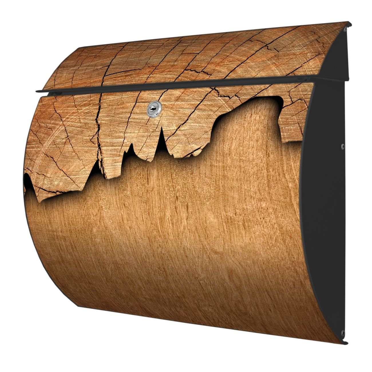 Burg-Wächter Toscana Briefkasten bunt mit Motiv Holz 38x33x11cm - Stahl und Edelstahl, 2 Schlüssel, mit personalisierung Anthrazit