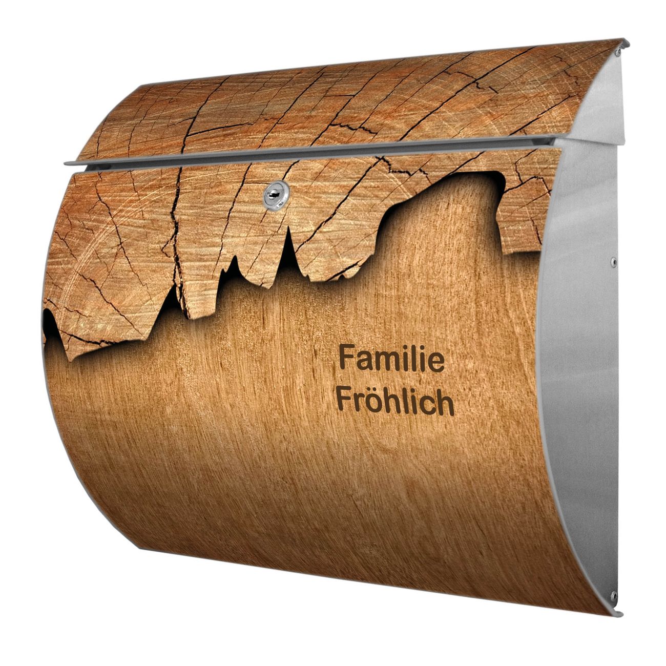 Burg-Wächter Toscana Briefkasten bunt mit Motiv Holz 38x33x11cm - Stahl und Edelstahl, 2 Schlüssel, mit personalisierung Edelstahl