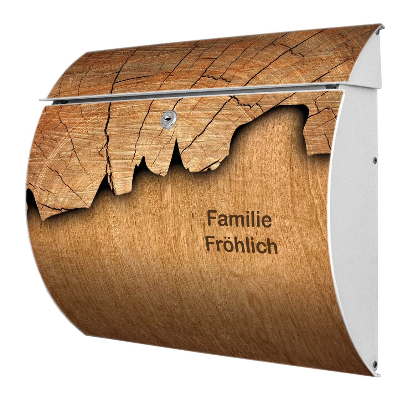 Burg-Wächter Toscana Briefkasten bunt mit Motiv Holz 38x33x11cm - Stahl und Edelstahl, 2 Schlüssel, mit personalisierung Weiß