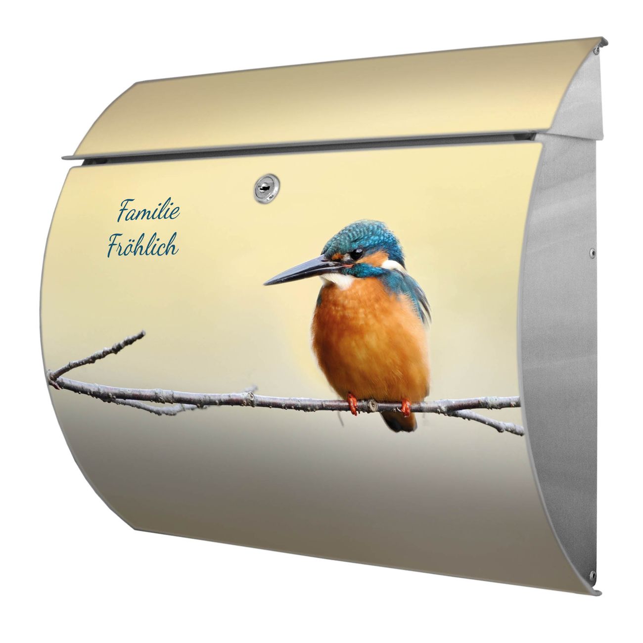 Burg-Wächter Toscana Briefkasten bunt mit Motiv Pause 38x33x11cm - Stahl und Edelstahl, 2 Schlüssel, mit personalisierung Edelstahl