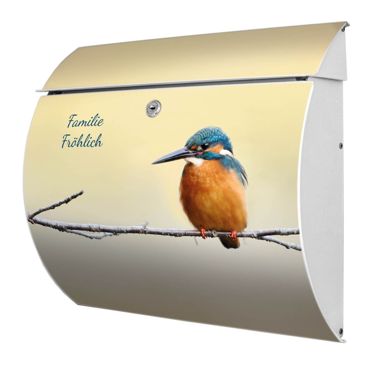 Burg-Wächter Toscana Briefkasten bunt mit Motiv Pause 38x33x11cm - Stahl und Edelstahl, 2 Schlüssel, mit personalisierung Weiß