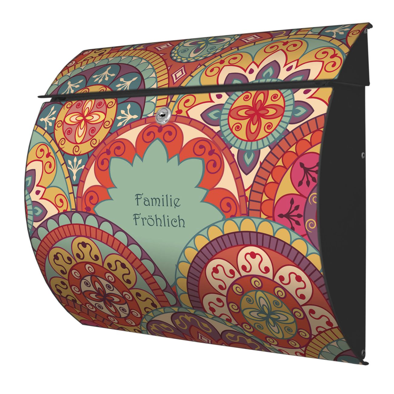 banjado Burg-Wächter Postkasten Toscana mit Motiv Rosetten 38x33x11cm, 2 Schlüssel - Briefkasten Edelstahl - A4 Einwurf Anthrazit