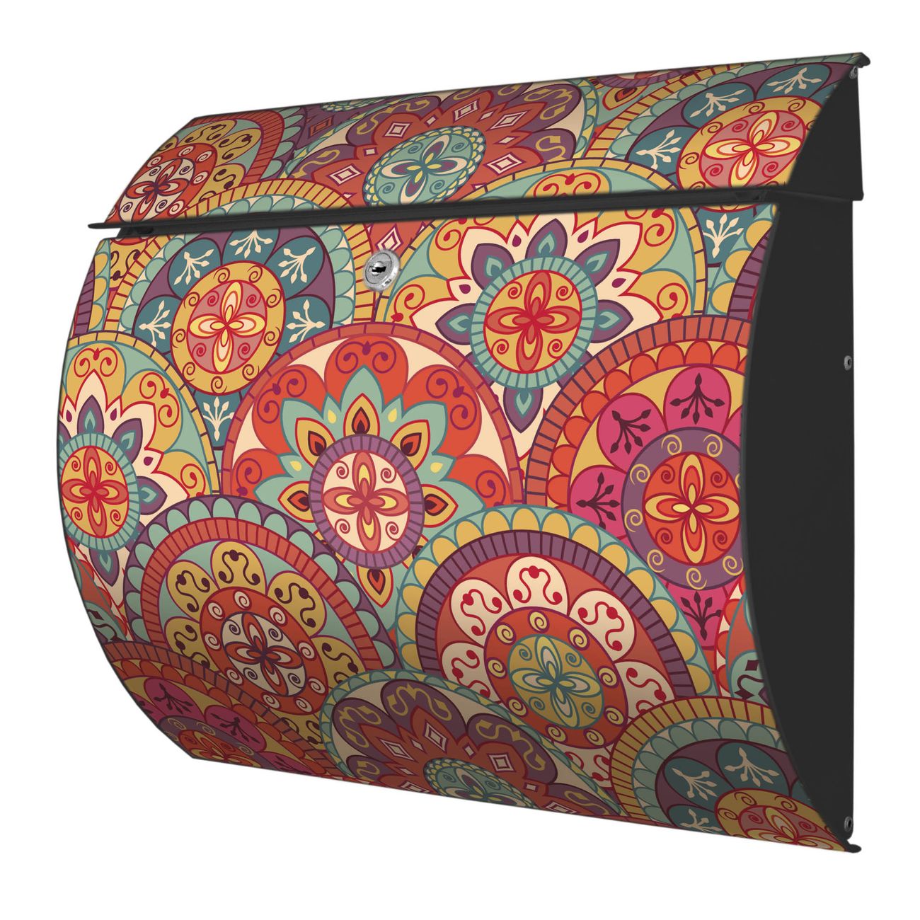 banjado Burg-Wächter Postkasten Toscana mit Motiv Rosetten 38x33x11cm, 2 Schlüssel - Briefkasten Edelstahl - A4 Einwurf Anthrazit