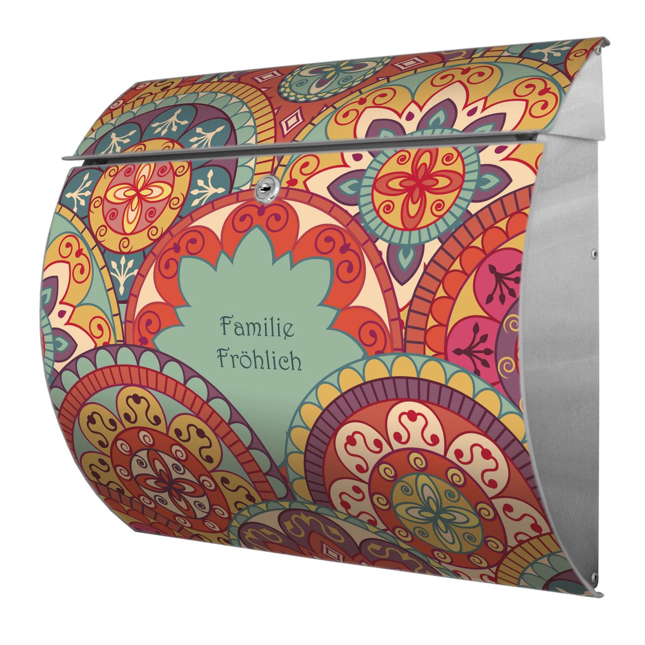 banjado Burg-Wächter Postkasten Toscana mit Motiv Rosetten 38x33x11cm, 2 Schlüssel - Briefkasten Edelstahl - A4 Einwurf Edelstahl