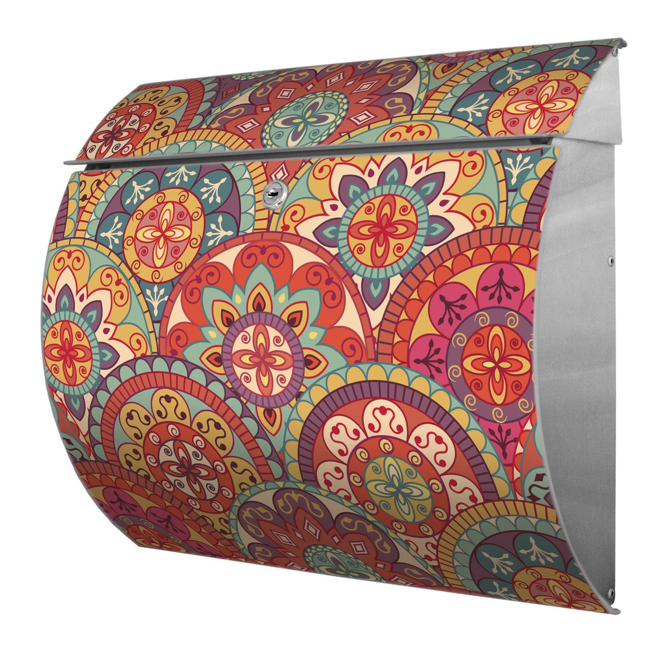 banjado Burg-Wächter Postkasten Toscana mit Motiv Rosetten 38x33x11cm, 2 Schlüssel - Briefkasten Edelstahl - A4 Einwurf Edelstahl