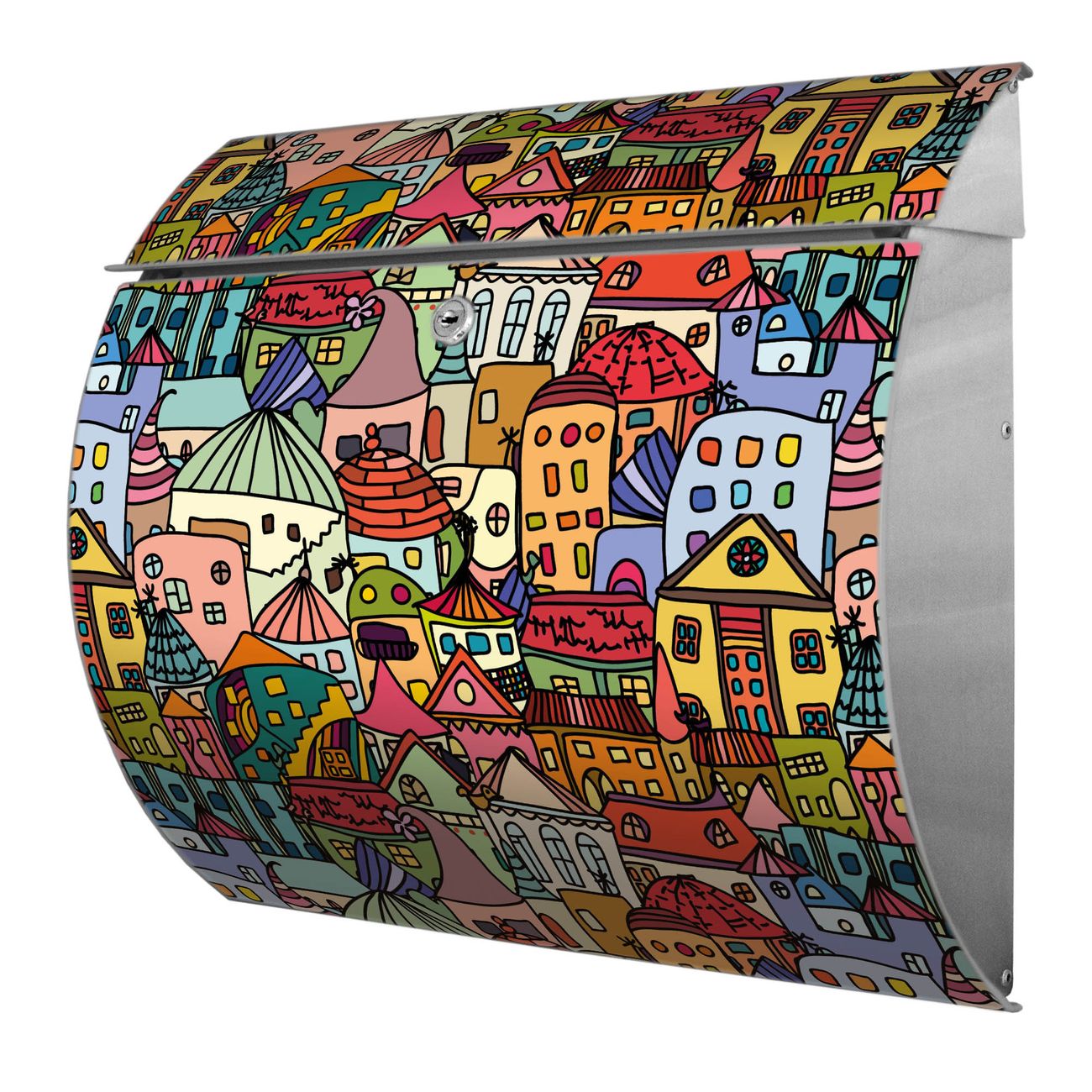 Burg-Wächter Edelstahl Briefkasten mit Motiv Funky Town