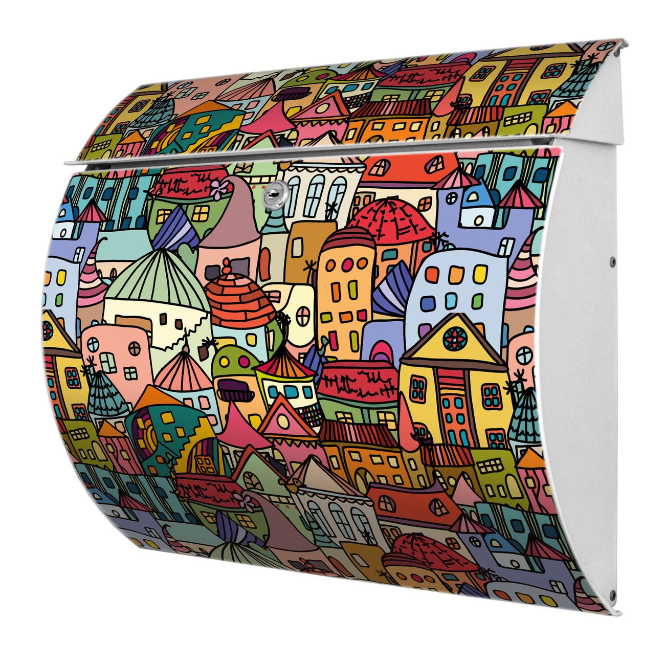Burg-Wächter Stahl Briefkasten Weiß mit Motiv Funky Town