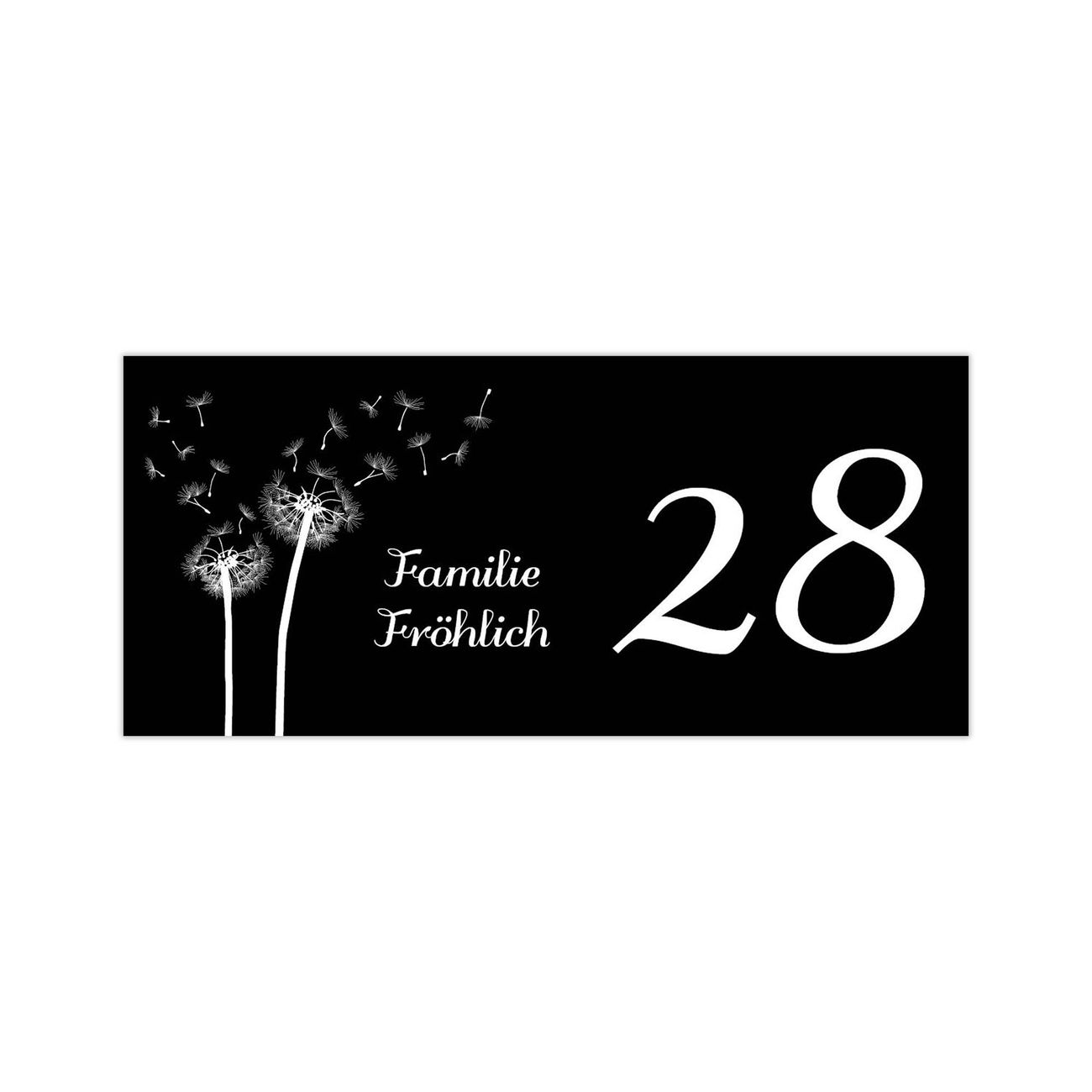 Briefkasten Selbstklebendes Namensschild schwarz-weiß Pusteblume