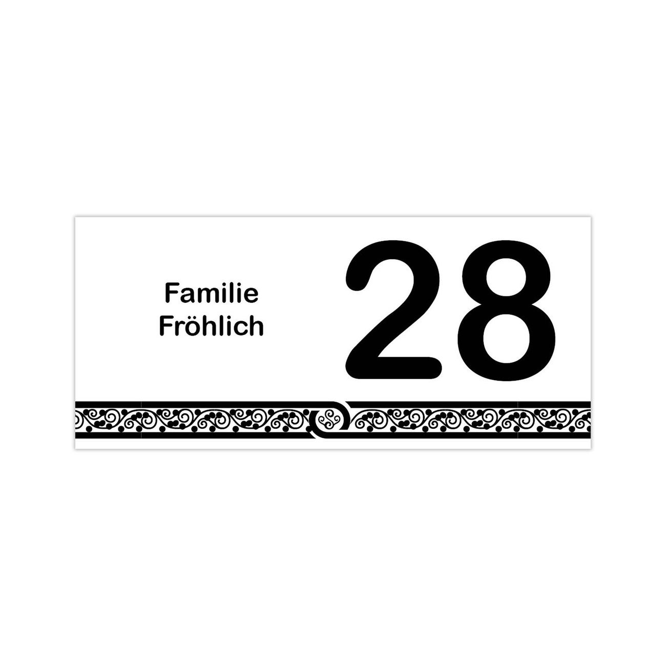 Briefkasten Selbstklebendes Namensschild weiß-schwarz mit Ornament