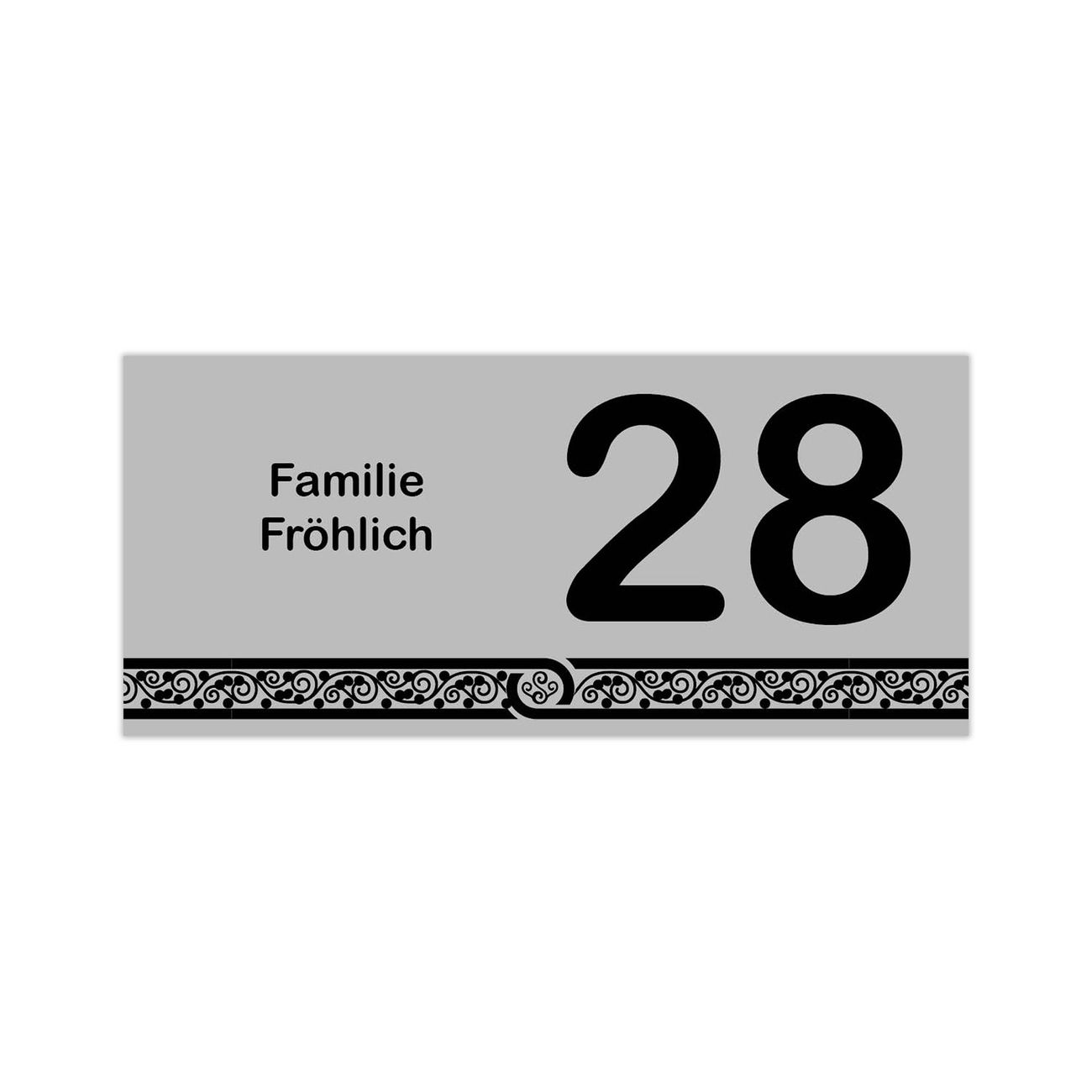 Briefkasten Selbstklebendes Namensschild grau-schwarz mit Ornament