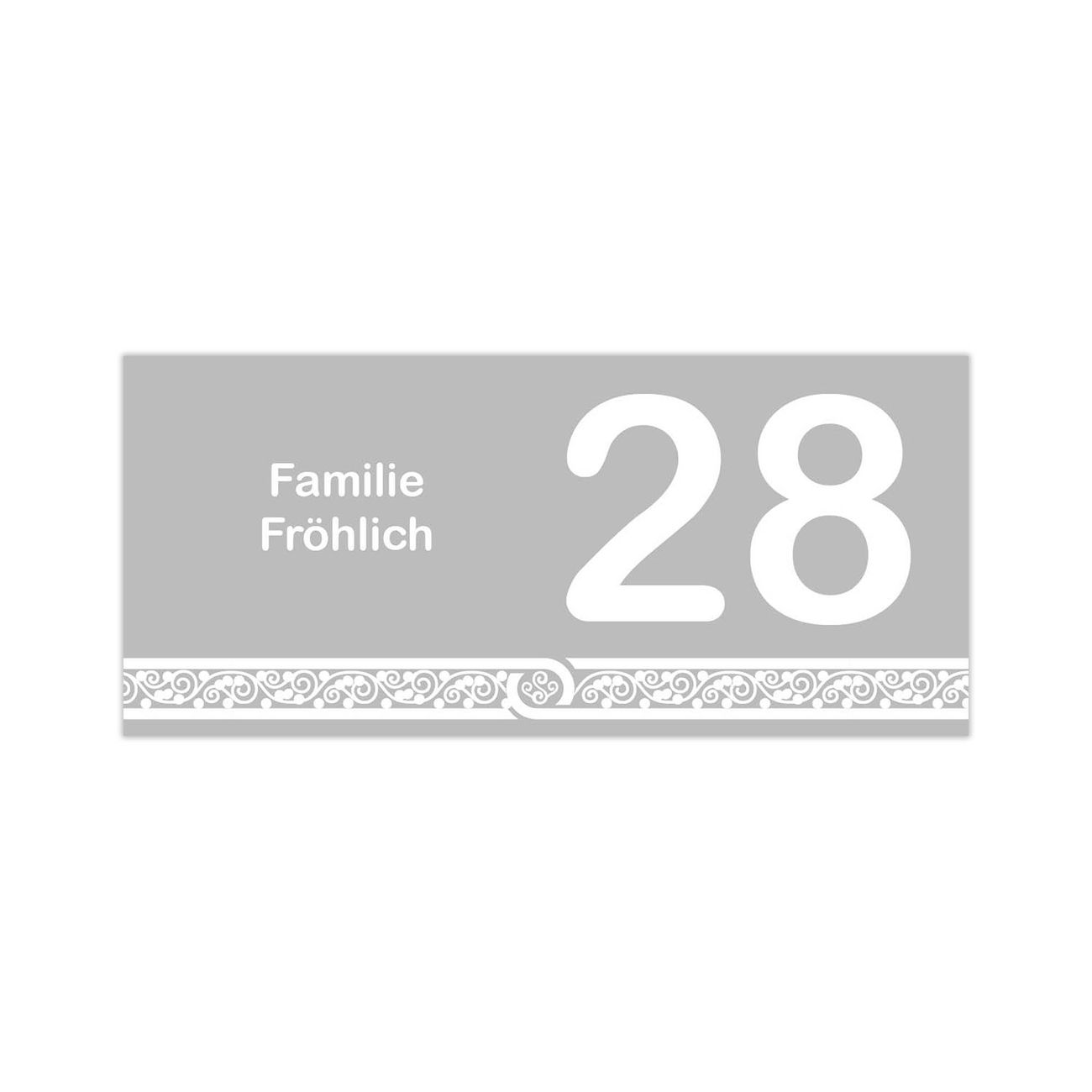 Briefkasten Selbstklebendes Namensschild grau-weiß mit Ornament