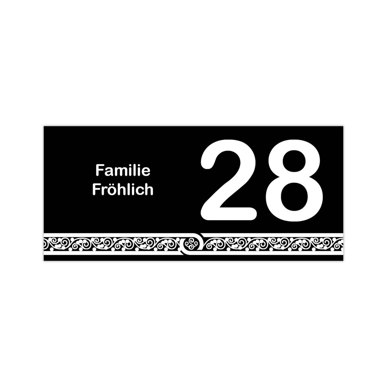 Briefkasten Selbstklebendes Namensschild schwarz-weiß mit Ornament
