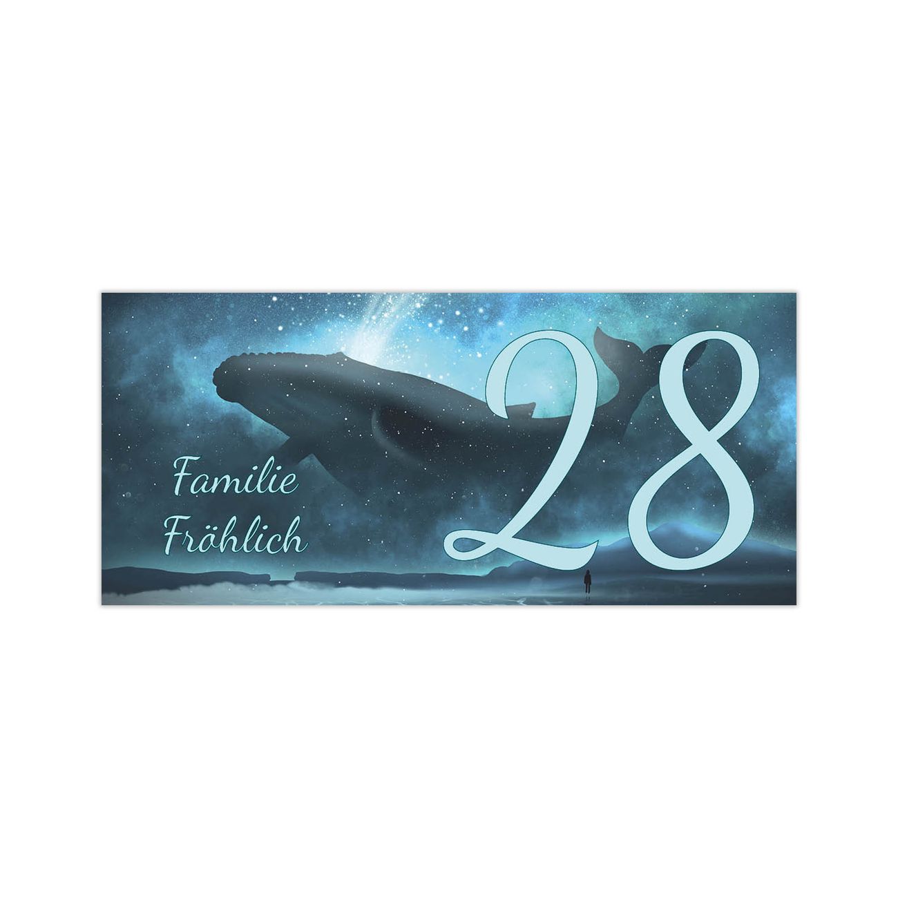 Briefkasten Selbstklebendes Namensschild fliegender Wal