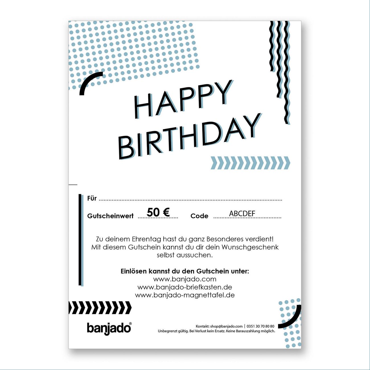 Last Minute Gutschein Geburtstag 2 von 25€ bis 150€ (E-Mail Versand)