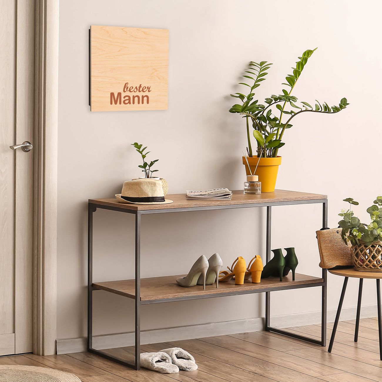 Schlüsselkasten Holzoptik für Flur & Büro - Schlüsselbox Wandmontage Motiv bester Mann 2 von banjado