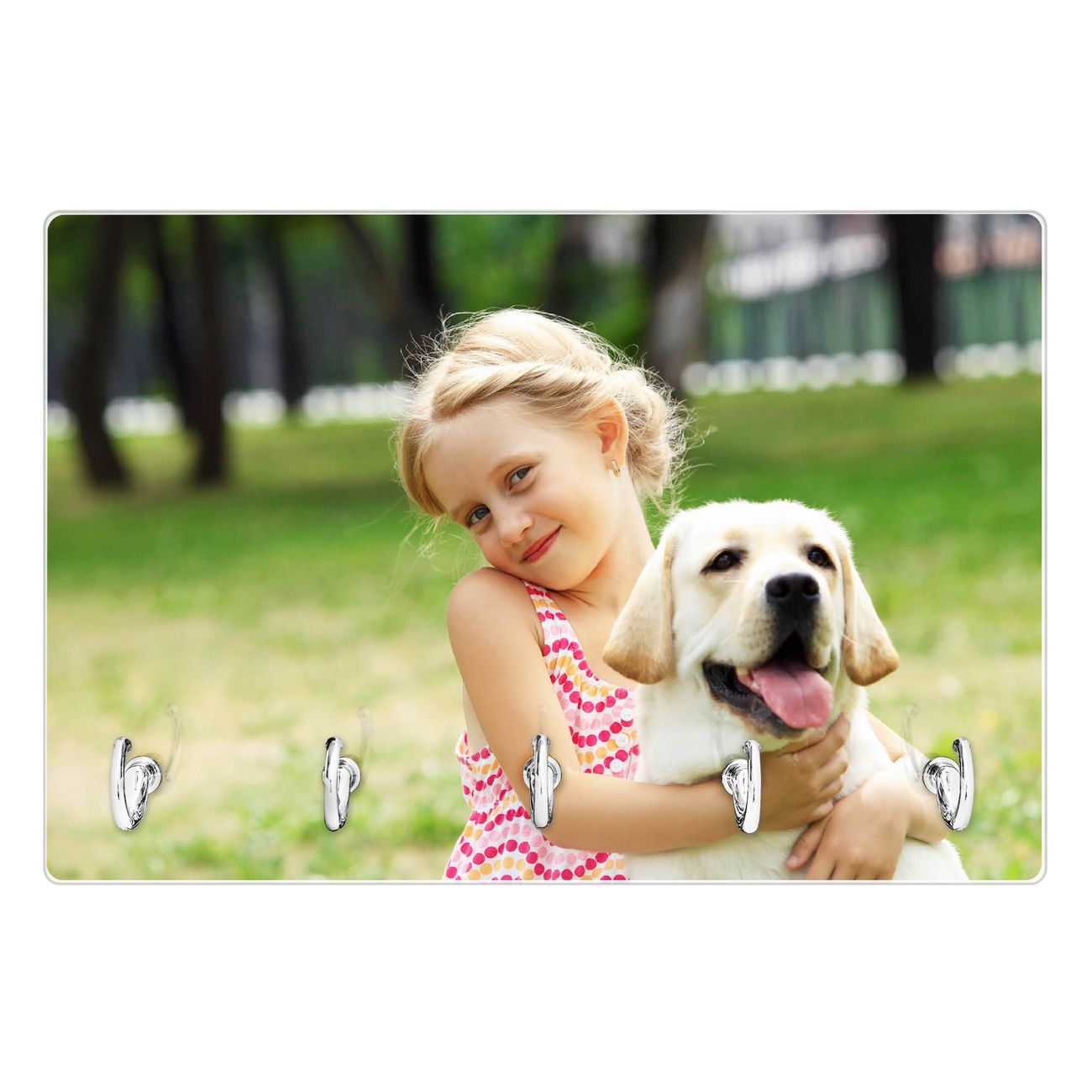 Modernes Schlüsselbrett aus Glas von banjado, Schlüsselboard 30cm x 20cm mit 5 Haken, Schlüsselleiste beschreibbar und magnetisch mit Motiv Eigenes Bild