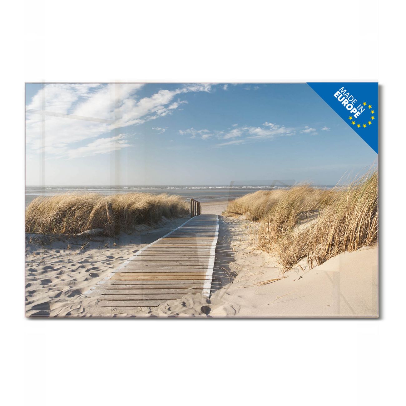 banjado Glas Magnettafel Motiv Dünen 90 x 60 cm rahmenlos & hochwertig, Querformat, magnetisch & beschreibbar, 4mm starkes ESG Glas