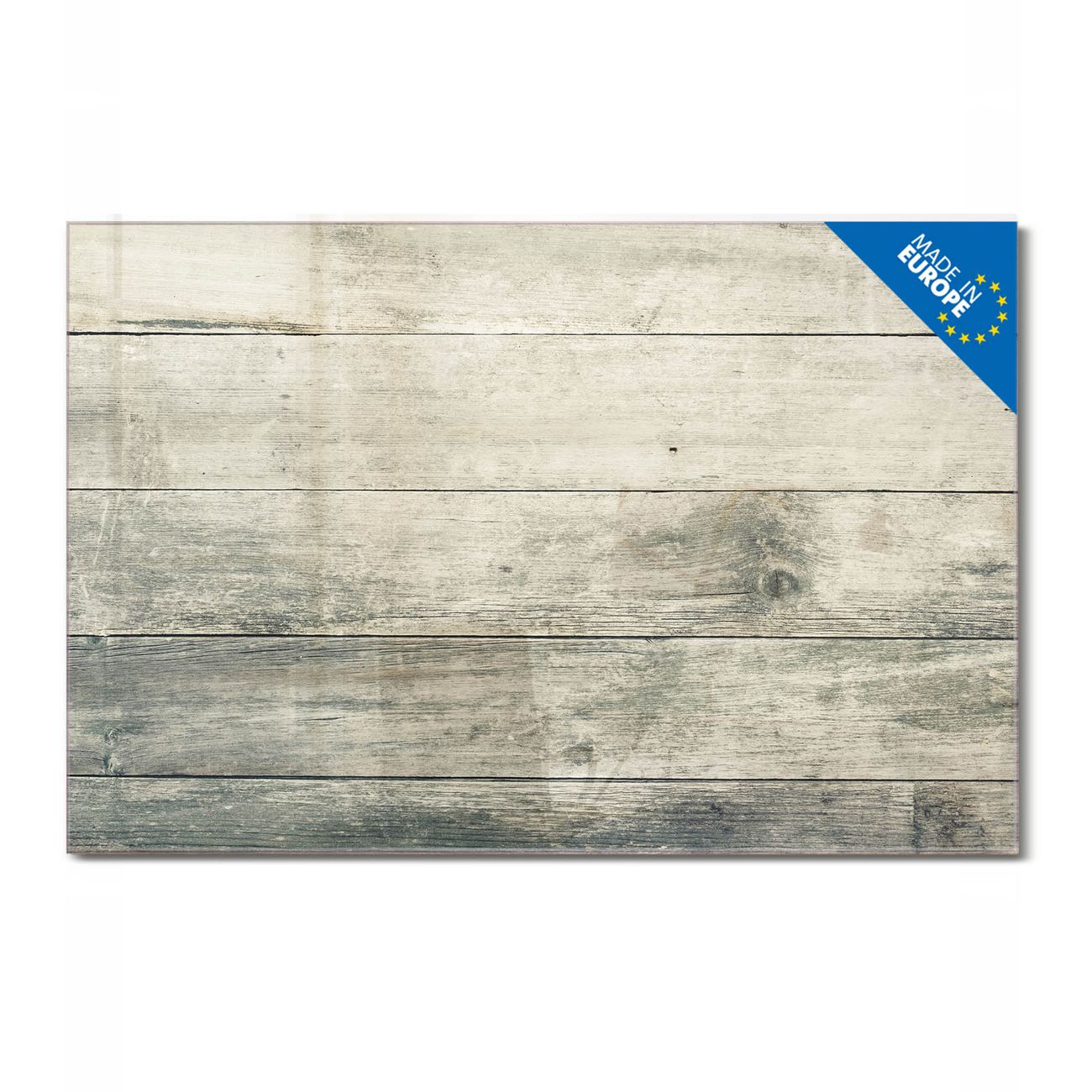 banjado Glas Magnettafel Motiv Graue Planken 90 x 60 cm rahmenlos & hochwertig, Querformat, magnetisch & beschreibbar, 4mm starkes ESG Glas