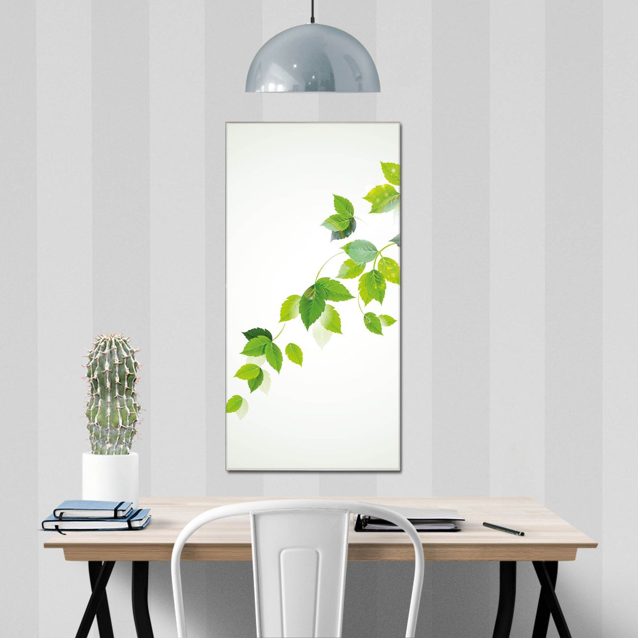 banjado Glas Magnettafel Ranke Gelb Weiß 50 x 100 cm rahmenlos & hochwertig, Hochformat, magnetisch & beschreibbar, 4mm starkes ESG Glas