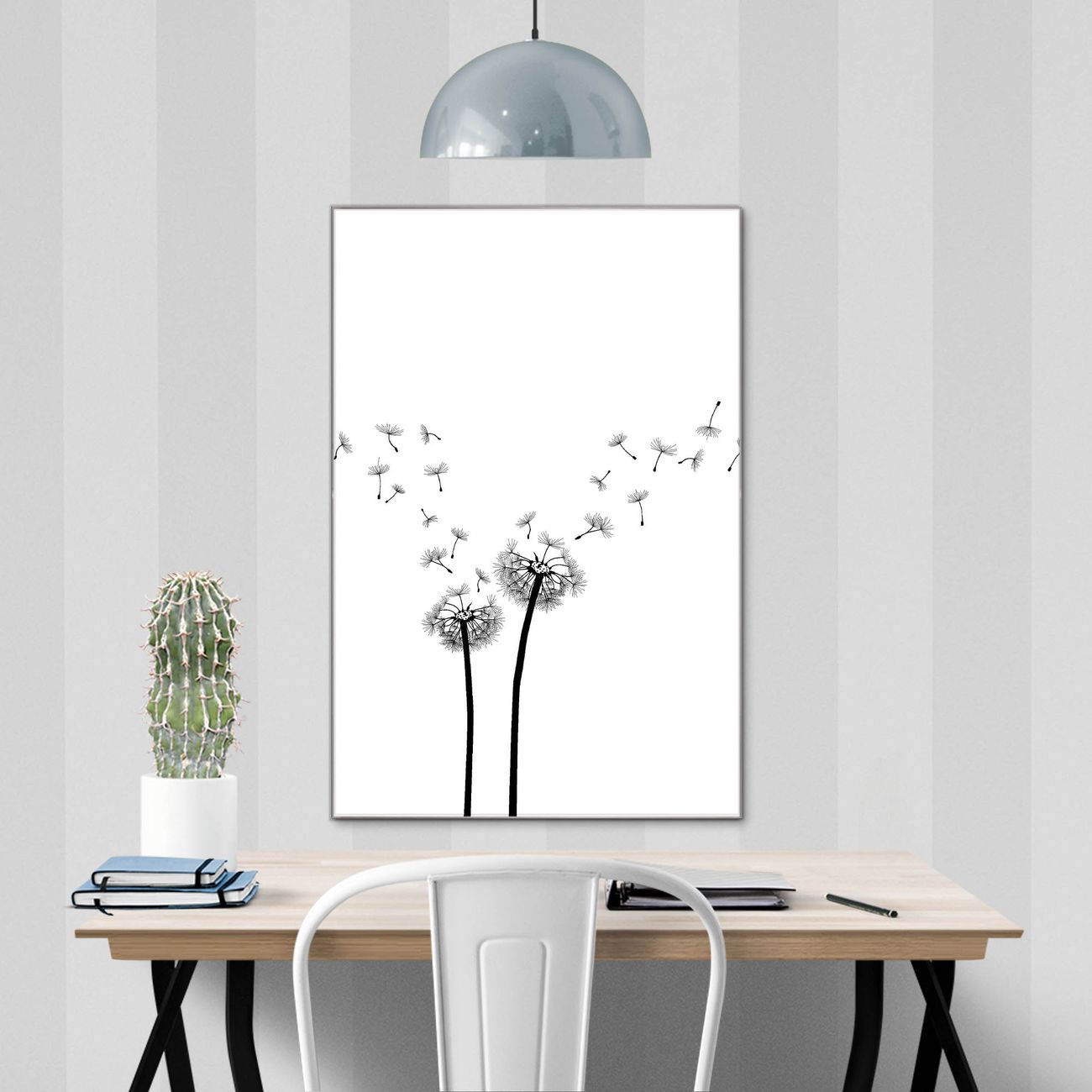 banjado Glas Magnettafel Pusteblume 2 40 x 60 cm rahmenlos & hochwertig, Hochformat, magnetisch & beschreibbar, 4mm starkes ESG Glas