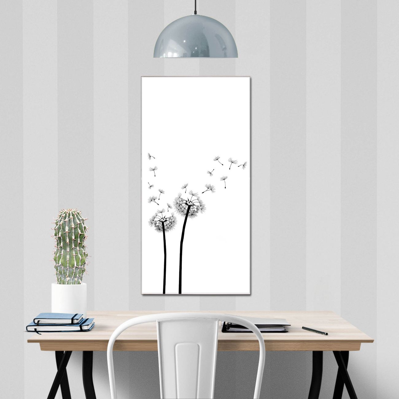 banjado Glas Magnettafel Pusteblume 2 55 x 110 cm rahmenlos & hochwertig, Hochformat, magnetisch & beschreibbar, 4mm starkes ESG Glas