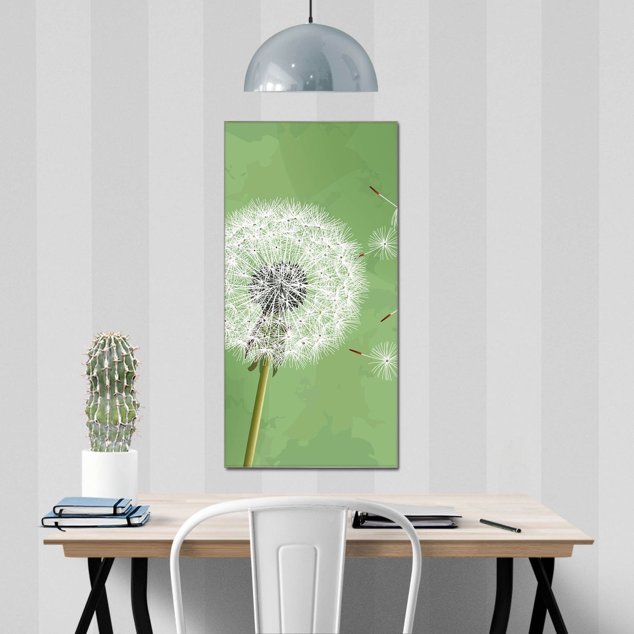 banjado Glas Magnettafel Pusteblume 3 60 x 120 cm rahmenlos & hochwertig, Hochformat, magnetisch & beschreibbar, 4mm starkes ESG Glas