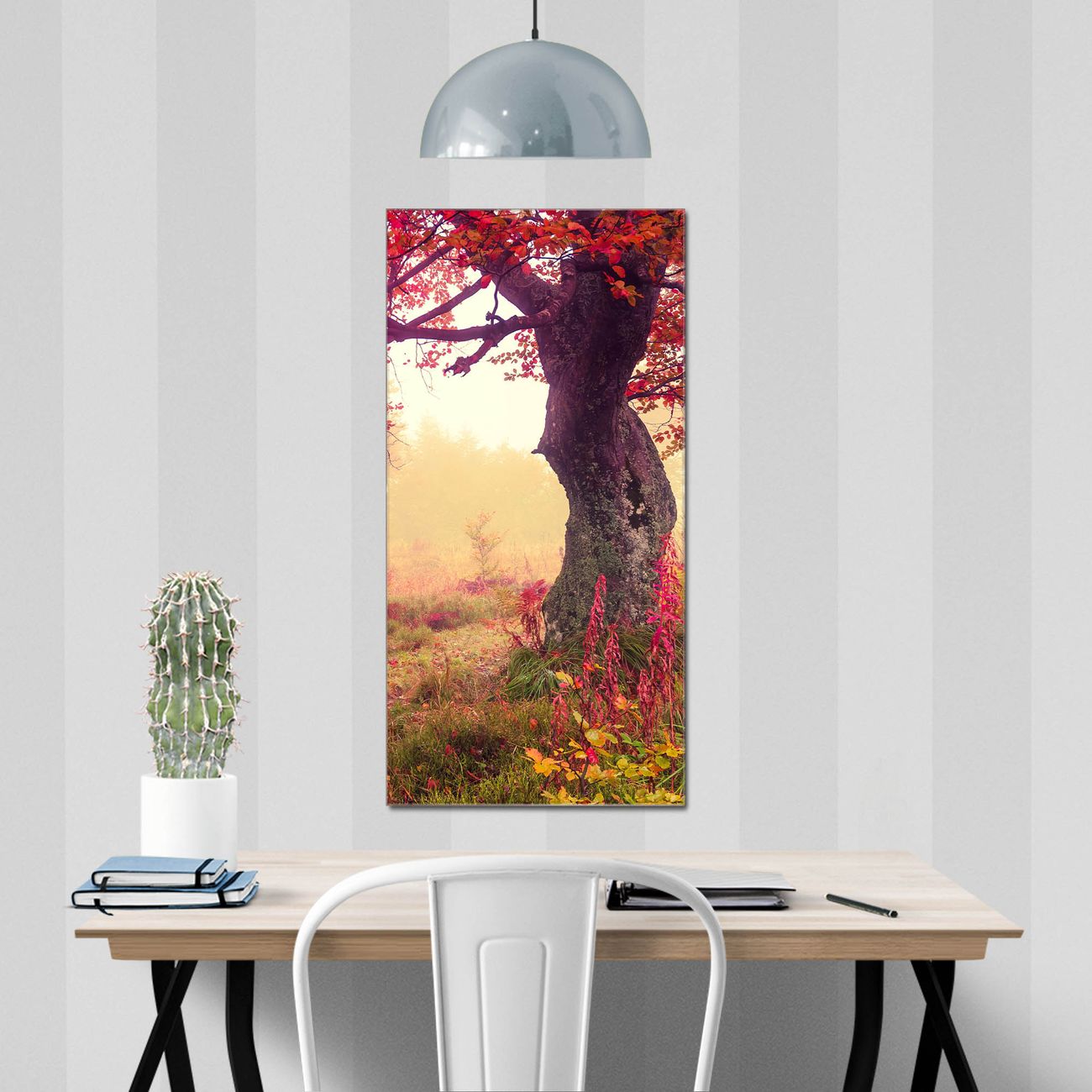 banjado Glas Magnettafel Lichtung Im Herbst 55 x 110 cm rahmenlos & hochwertig, Hochformat, magnetisch & beschreibbar, 4mm starkes ESG Glas