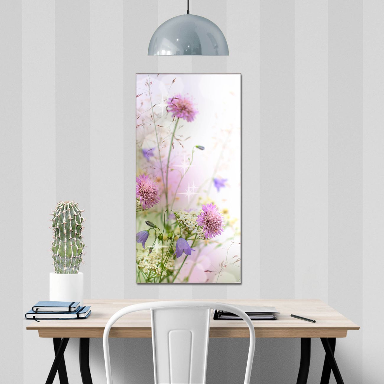 banjado Glas Magnettafel Glitzernde Wiese 55 x 110 cm rahmenlos & hochwertig, Hochformat, magnetisch & beschreibbar, 4mm starkes ESG Glas