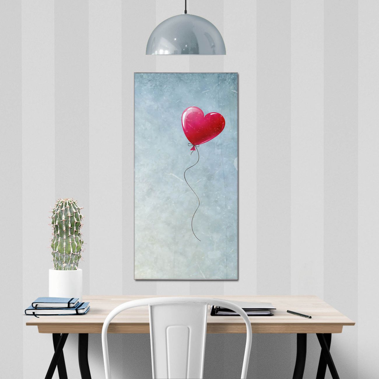 banjado Glas Magnettafel Herzballon 50 x 100 cm rahmenlos & hochwertig, Hochformat, magnetisch & beschreibbar, 4mm starkes ESG Glas