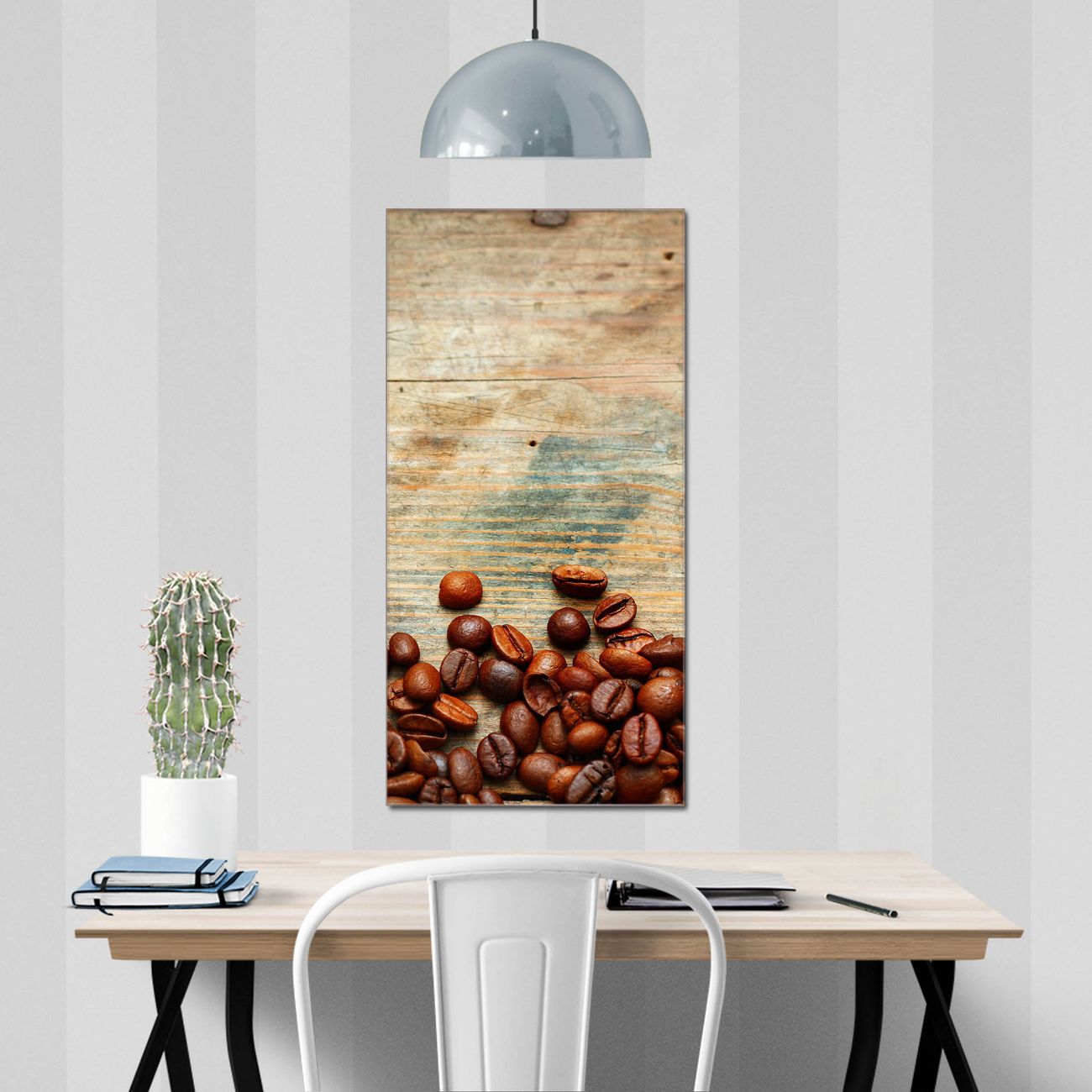 banjado Glas Magnettafel Kaffeebohnen 50 x 100 cm rahmenlos & hochwertig, Hochformat, magnetisch & beschreibbar, 4mm starkes ESG Glas