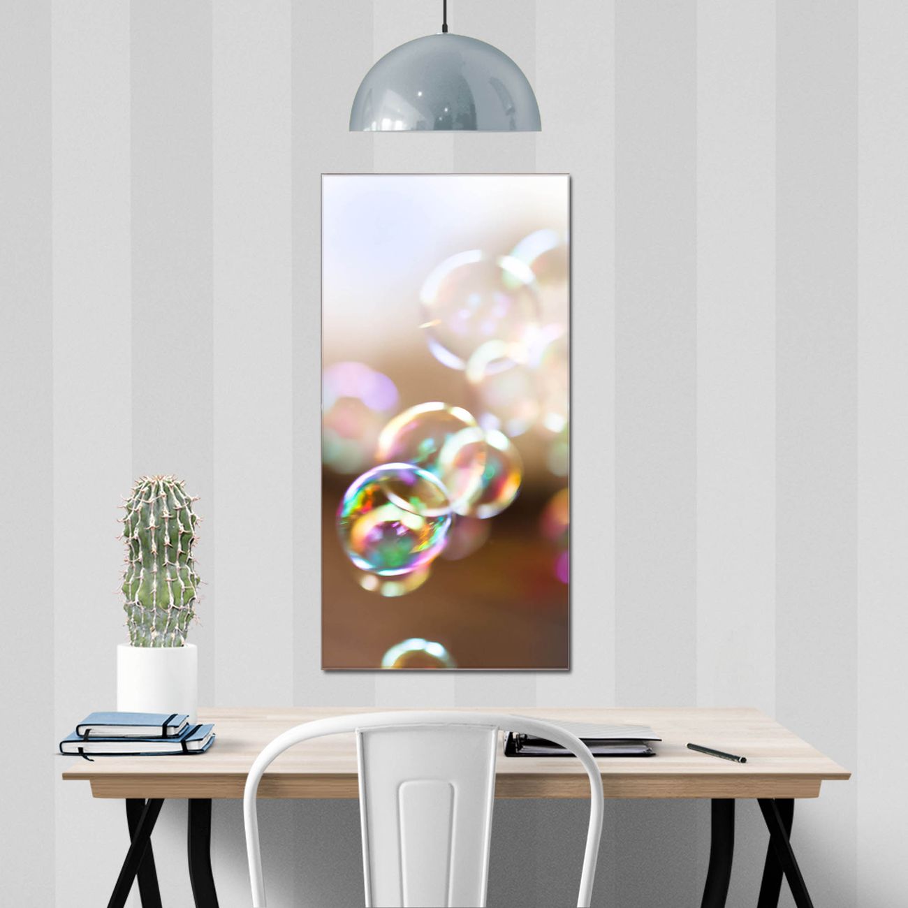 banjado Glas Magnettafel Seifenblasen 55 x 110 cm rahmenlos & hochwertig, Hochformat, magnetisch & beschreibbar, 4mm starkes ESG Glas