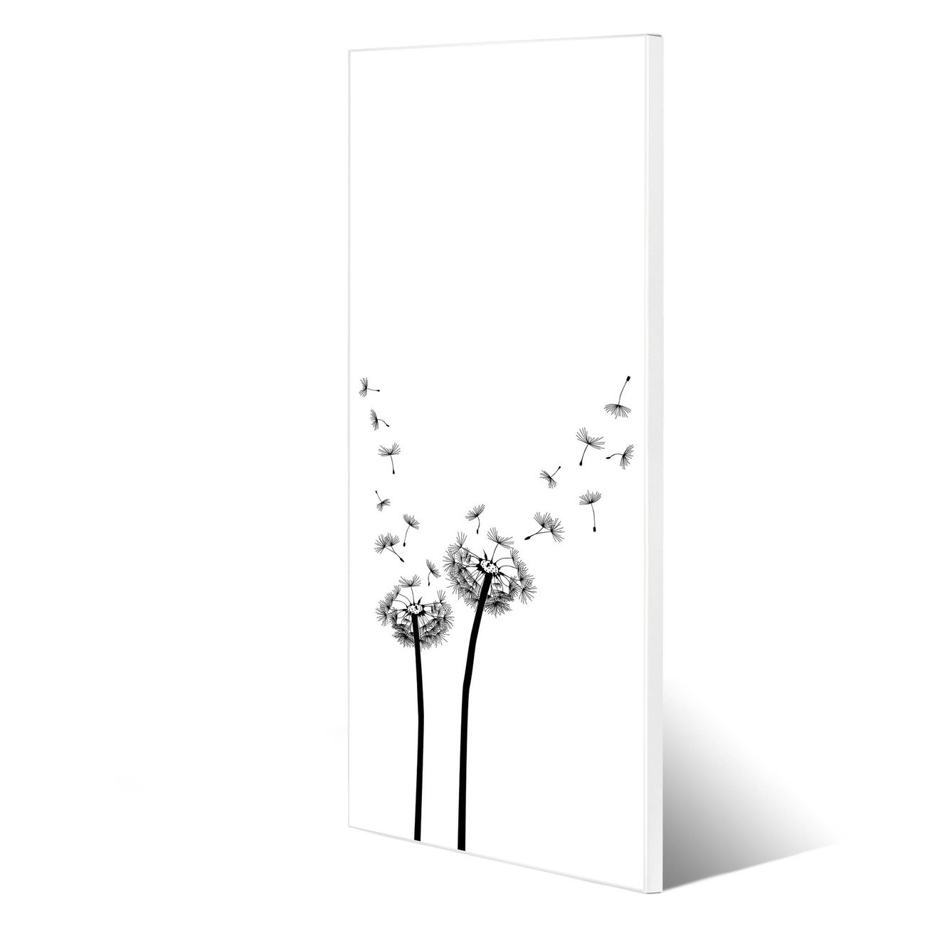 banjado Metall Magnetwand 30x75cm weiß pulverbeschichtet, Magnettafel mit Motiv Pusteblume 2, rahmenlose & hochwertige Aufhängung, Wandbild Organizer