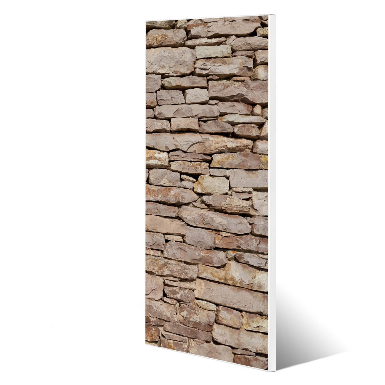 banjado Metall Magnetwand 30x75cm weiß pulverbeschichtet, Magnettafel mit Motiv Stadtmauer, rahmenlose & hochwertige Aufhängung, Wandbild Organizer