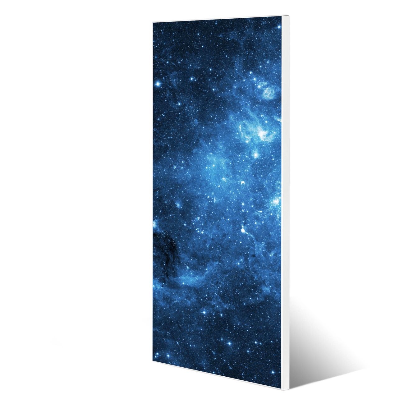banjado Metall Magnetwand 30x75cm weiß pulverbeschichtet, Magnettafel mit Motiv Universum, rahmenlose & hochwertige Aufhängung, Wandbild Organizer